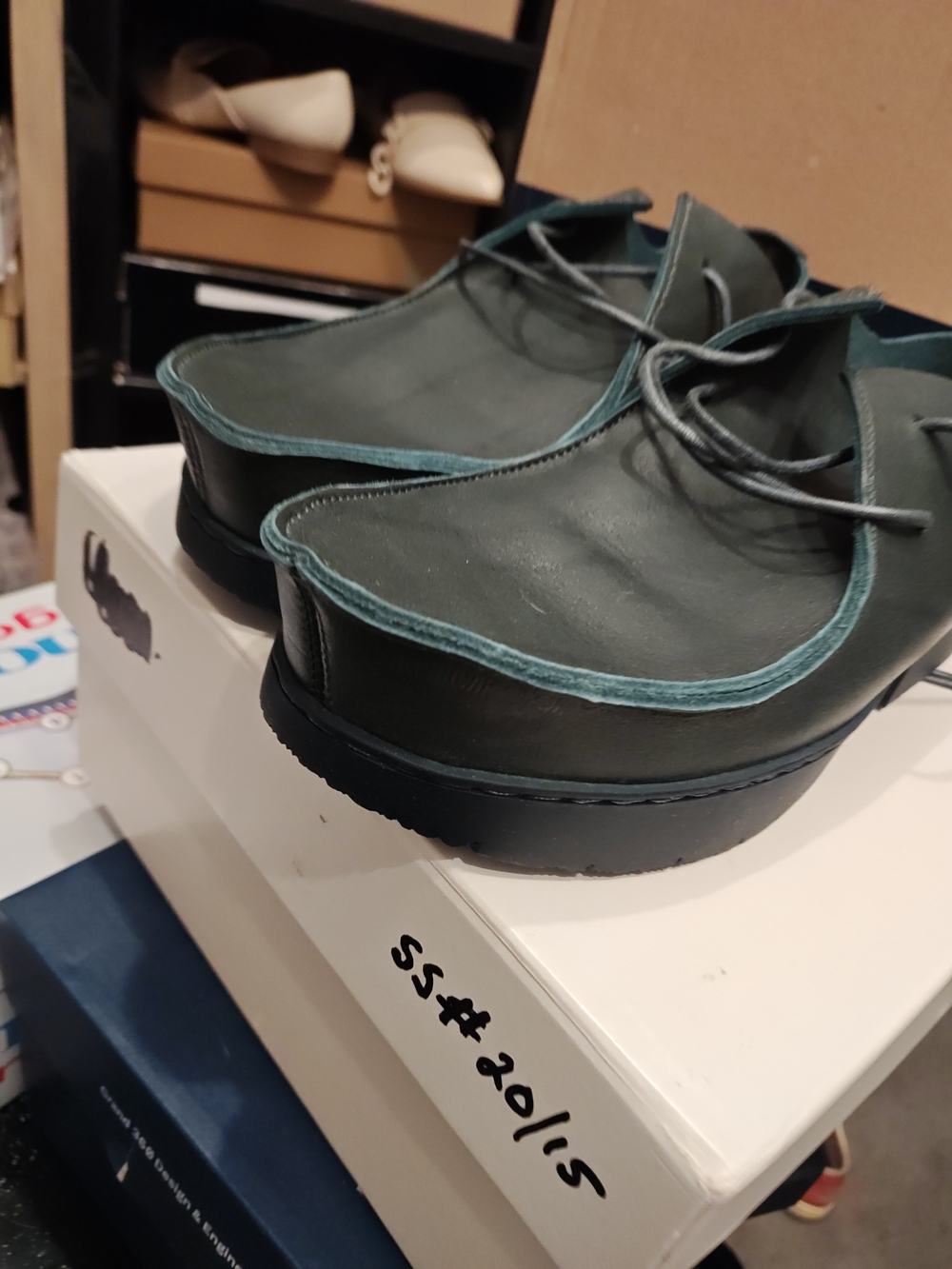 Classic Trippen Leather Lace-Up Shoes in Dark Green 39 - Picture 13 of 15